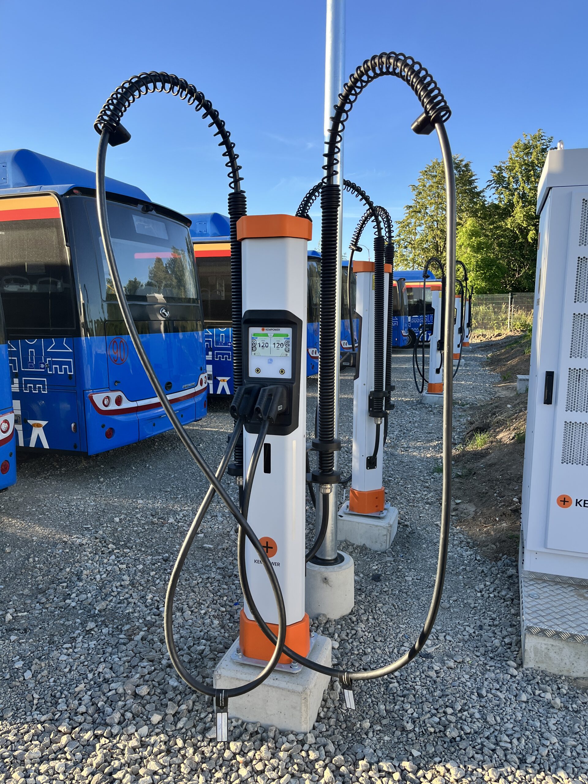 EV car charging at night